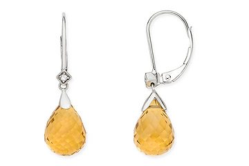 Silver Earrings With Yellow Sapphire