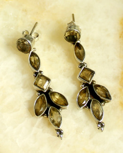 Citrine Gemstone 925 Silver Earrings