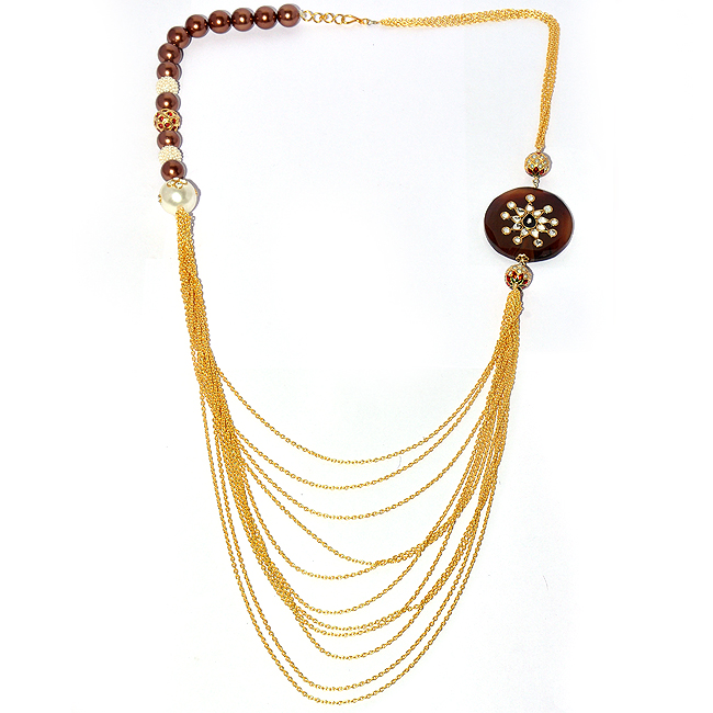 GOLD PLATED NECKLACE SIMULATED MULTI GEM STONE