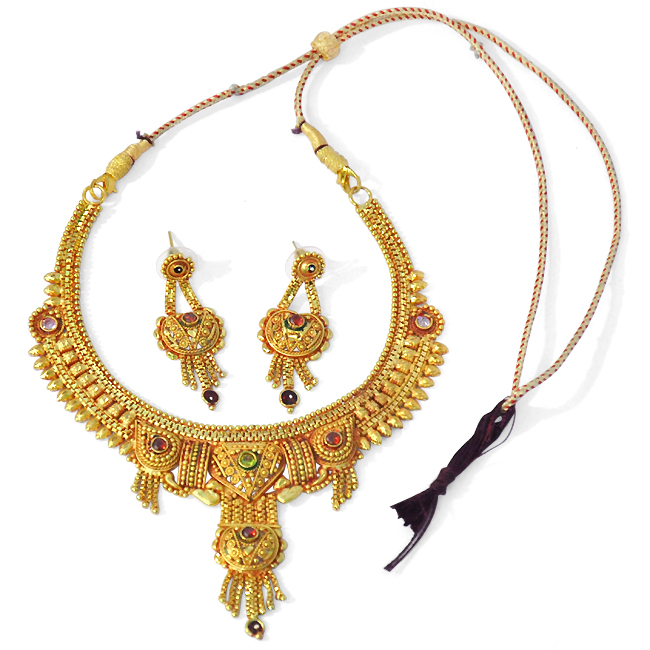 Gold plated Necklace Set Gold Plated Color Stone Jewellery