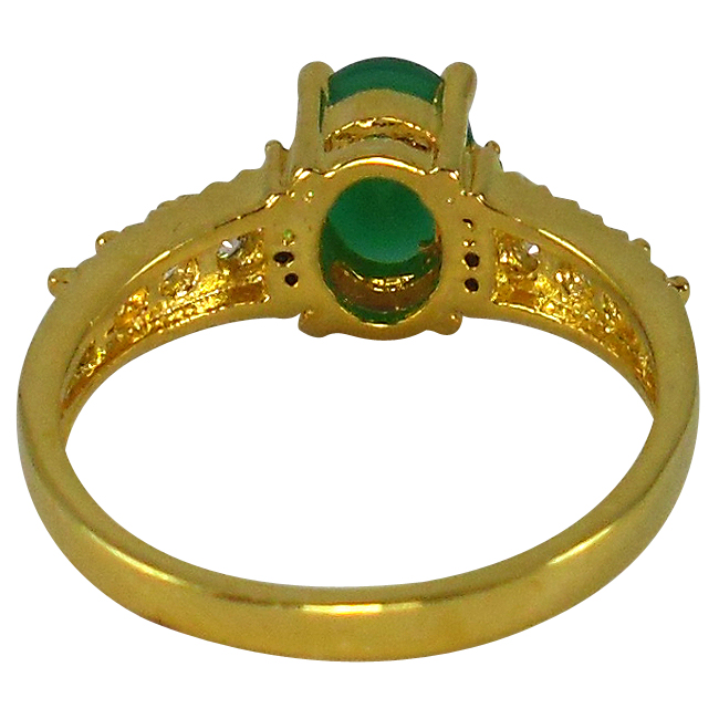 Gold Plated Emerald Cz Stone Rings Imitation Jewellery
