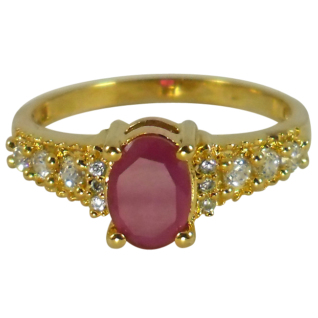 Ruby Color Stone Cz Studded Earrings Imitation Jewellery