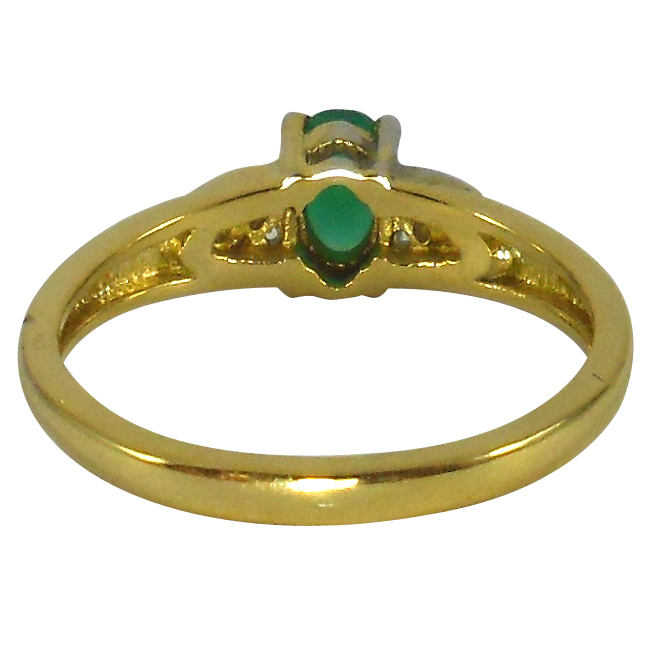 Gold Plated Emerald Cz Stone Rings Imitation Jewellery