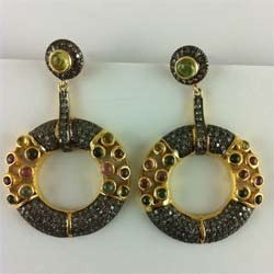 Gold Plated Round Silver Earrings