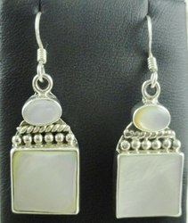 White Solid Silver Earring