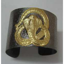 Silver Gold/Black Plated Snake Cuff