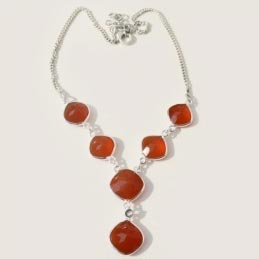 Silver Beaded Faceted Carnelian